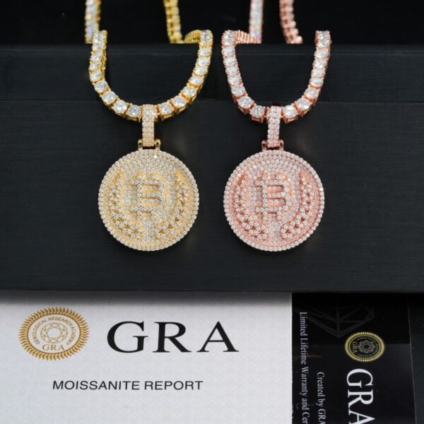 925 silver moissanite custom bitcoin hip hop iced out pendant - Image 3