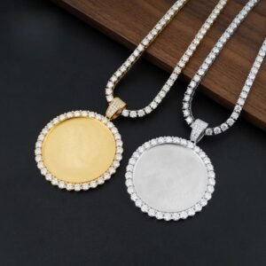 925 silver vvs moissanite round photo iced out pendant