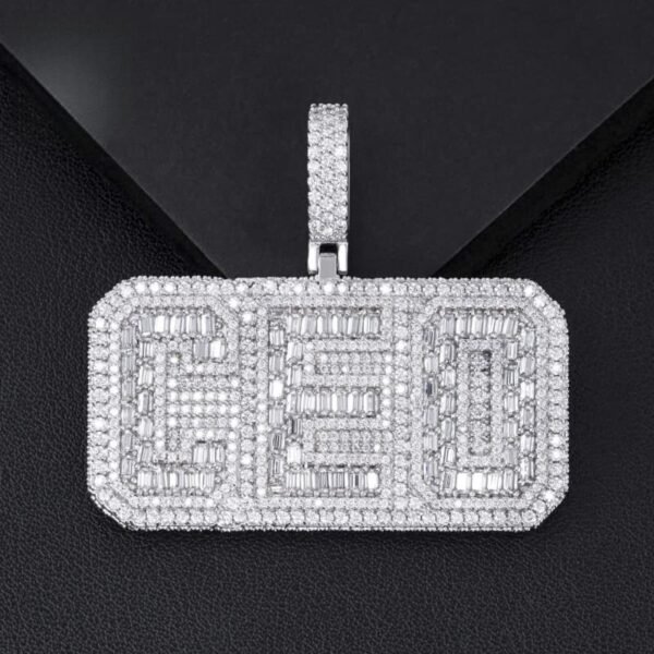 925 Sterling Silver VVS Moissanite Custom CEO Letter Hip Hop Pendant - Image 3