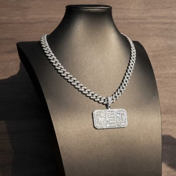 925 Sterling Silver VVS Moissanite Custom CEO Letter Hip Hop Pendant - Image 2