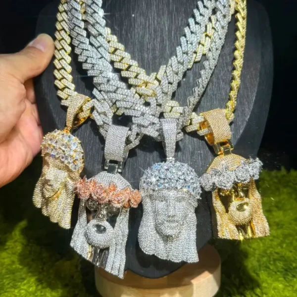 hip hop ice out bling Jesus pendant necklace with cuban chian